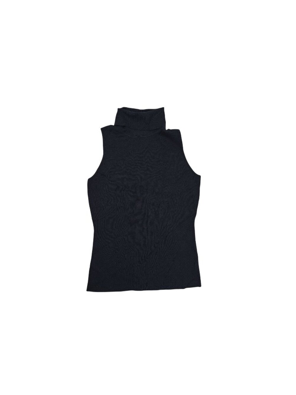 Lilysilk Minimalist Sleeveless Turtleneck Top in Navy Blue